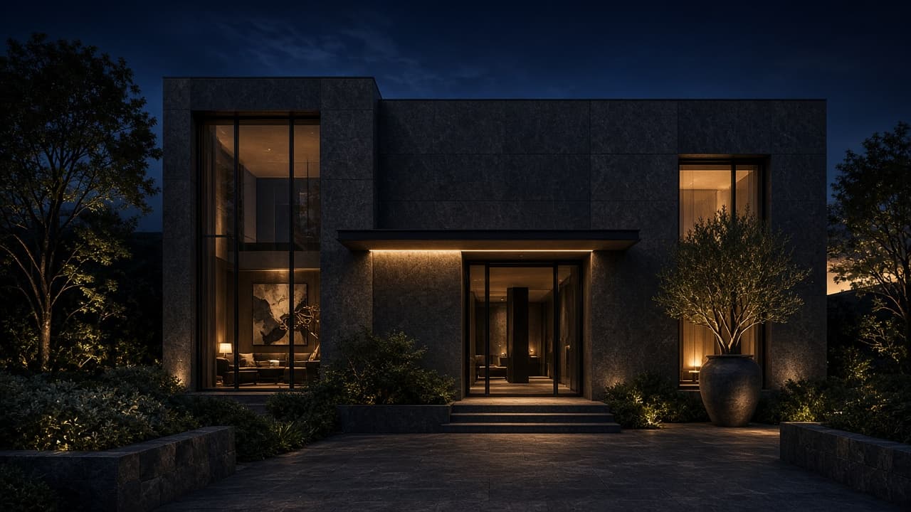 NORU night exterior with warm windows